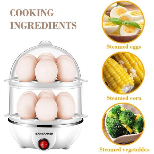  [아마존베스트]SANJIANKER XB-EC06 14 Egg Capacity Egg Cooker,350W Electric Egg Maker,Egg Steamer,Egg Boiler,Egg Cooker With Automatic Shut Off, Egg Cooker with Egg Piercer,White