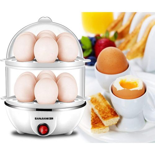  [아마존베스트]SANJIANKER XB-EC06 14 Egg Capacity Egg Cooker,350W Electric Egg Maker,Egg Steamer,Egg Boiler,Egg Cooker With Automatic Shut Off, Egg Cooker with Egg Piercer,White