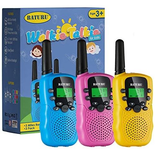  [아마존베스트]SANJOIN Walkie Talkies for Kids, 22 Channels 2 Way Radios Walkie Talkies with Backlit LCD Flashlight, 3 Mile Range Kids Walkie Talkies for Outside Adventures, Camping, Hiking - 3 P