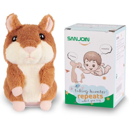  SANJOIN Kids Toys Talking Hamster Repeats What You Say, Talking Plush Interactive Toys Repeating Plush Animal Toy, Fun for 2,3 Year Old Kids, Baby, Child, Toddlers