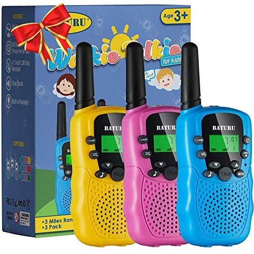  [아마존베스트]SANJOIN Walkie Talkies for Kids Toys 22 Channels 2 Way Radio Toy 3 KM Long Range with Backlit LCD Flashlight, Best Gifts for 3-12 Year Old to Outside Adventures, Camping, Hiking(3 Pack)