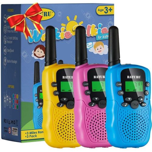  [아마존베스트]SANJOIN Walkie Talkies for Kids Toys 22 Channels 2 Way Radio Toy 3 KM Long Range with Backlit LCD Flashlight, Best Gifts for 3-12 Year Old to Outside Adventures, Camping, Hiking(3 Pack)