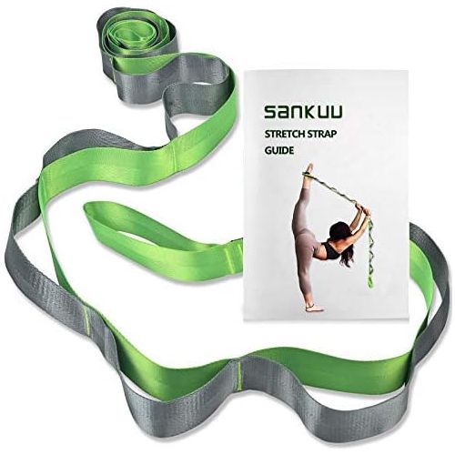  SANKUU Yoga Strap, Multi-Loop Strap, 12 Loops Yoga Stretch Strap, Nonelastic Stretch Strap for Physical Therapy, Pilates, Dance and Gymnastics with Carry Bag