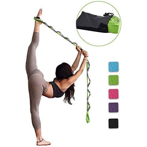  SANKUU Yoga Strap, Multi-Loop Strap, 12 Loops Yoga Stretch Strap, Nonelastic Stretch Strap for Physical Therapy, Pilates, Dance and Gymnastics with Carry Bag