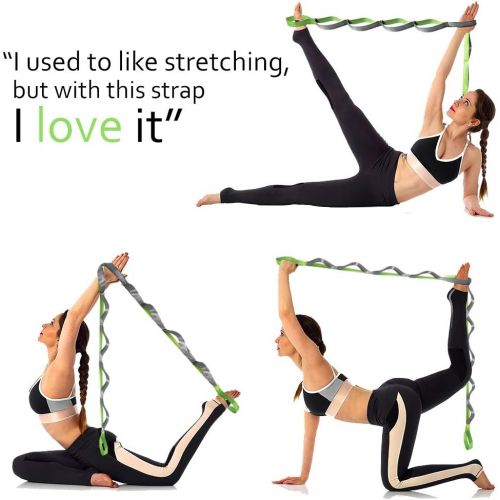  SANKUU Yoga Strap, Multi-Loop Strap, 12 Loops Yoga Stretch Strap, Nonelastic Stretch Strap for Physical Therapy, Pilates, Dance and Gymnastics with Carry Bag