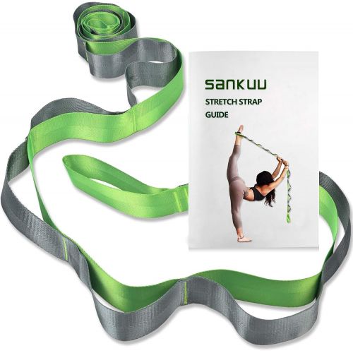  SANKUU Yoga Strap, Multi-Loop Strap, 12 Loops Yoga Stretch Strap, Nonelastic Stretch Strap for Physical Therapy, Pilates, Dance and Gymnastics with Carry Bag