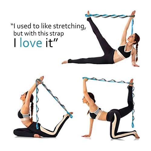  [아마존베스트]SANKUU Yoga Strap Multi Loop 12 Loops Yoga Stretch Strap Non Elastic Stretch Strap for Physical Therapy, Pilates, Dance and Gymnastics with Carry Bag