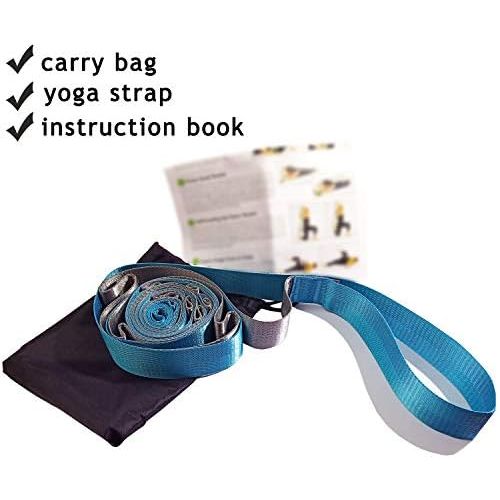  [아마존베스트]SANKUU Yoga Strap Multi Loop 12 Loops Yoga Stretch Strap Non Elastic Stretch Strap for Physical Therapy, Pilates, Dance and Gymnastics with Carry Bag