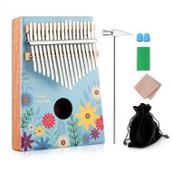 SANNA Kalimba 17 key Thumb Piano Finger Piano with Cloth Tuning Kit Hammer, Study Instruction Song Book, Hot Gift for Christmas Birthday Gifts for Kids, Children, Girlfriend (Full Bloom)