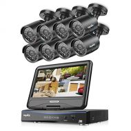 SANNCE 8 Channel CCTV Security Camera System with Monitor and 8x1500TVL Indoor/Outdoor Surveillance Bullet Camera, IP66 Weatherproof, 66FT Night Vision, Email Alarm, No Hard Drive