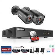 SANNCE ANNKE 8CH 1080P Lite HD DVR CCTV Security System with 2 x 1.0 Megapixel 720P Wired Outdoor Indoor Home Video Security Camera System 66ft Night Vision 1TB Hard Drive Included