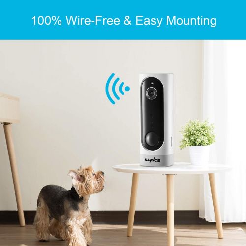  SANNCE Battery Security Camera, Wireless Rechargeable Home IP Camera with PIR Motion Detection, Two-Way Audio, Smart IR Night Vision, Support 128GB TF Card, APP Alarm Push