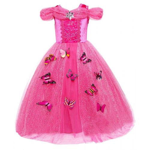  SANNYHHOOT Girls Princess Dress up Costume Blue Butterfly Party Dresses for Halloween Christmas