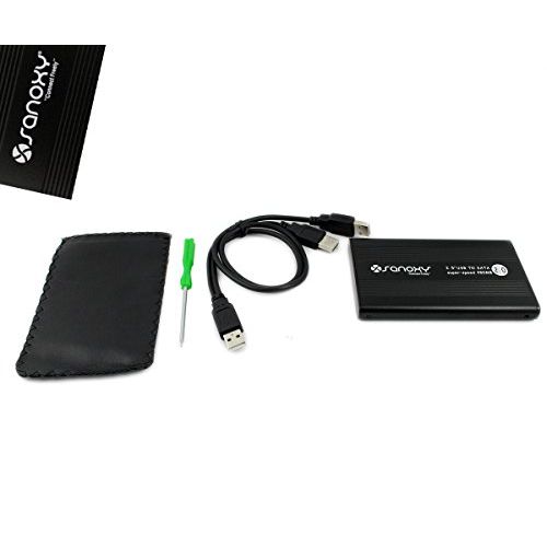  SANOXY USB 2.0 External 2.5-Inch HDD Enclosure Case for Laptop, PC, Mac (SATA Black)