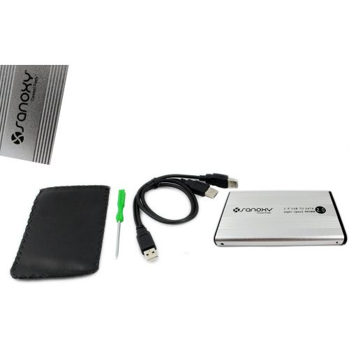  SANOXY USB 2.0 External 2.5-Inch HDD Enclosure Case for Laptop, PC, Mac (SATA SILVER)