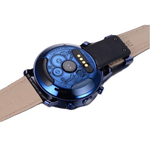  SANOXY Sanoxy SNX-RL Round Smartwatch for AppleAndroid Devices with Nano SIM, 8G RAM, 2.0 MP Camera, Genuine Leather Band-Blue Leather wBlue Watch Frame
