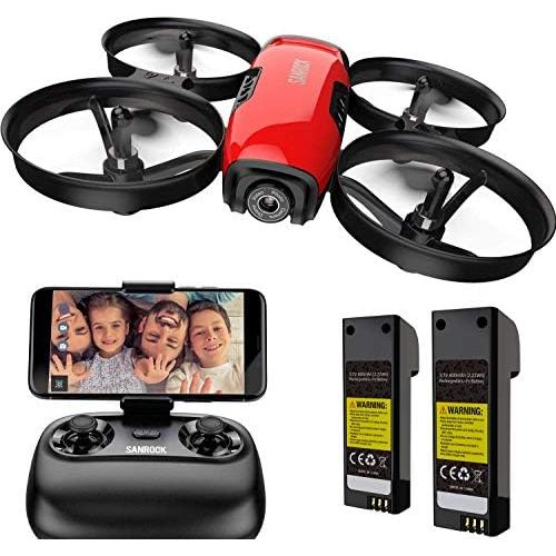  [아마존베스트]Drone for Kids with Camera, SANROCK U61W FPV Wi-Fi Drone with Camera 720P HD, Intelligent Operation Altitude Hold and Headless Mode, One Button Take Off/Landing, Emergency Stop