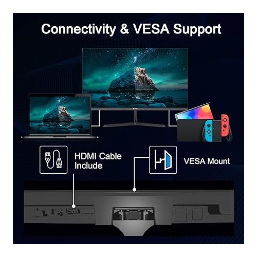  SANSUI 24 inch Monitor, IPS Display Computer Monitor with Built-in Speakers, 100Hz Monitor VESA Mount with DisplayPort HDMI VGA Inputs, FHD Monitor for Home Office (ES-24x3A HDMI Cable Included)