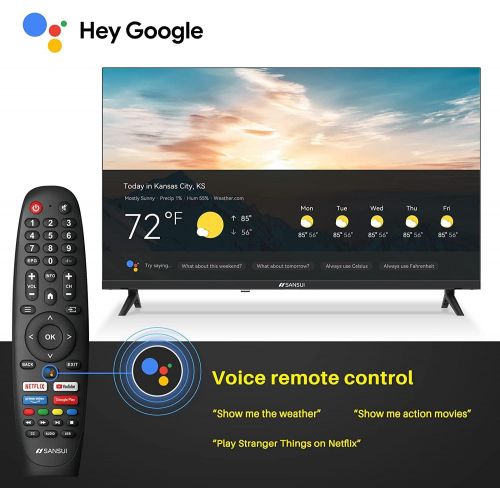  Sansui 32-Inch 720p HD LED Smart Android TV Google Assistant Voice Control, Screen Share, HDMI, WiFi, USB Bundle with HDMI Cable and Accessories S32V1HA (Android 11 OS)