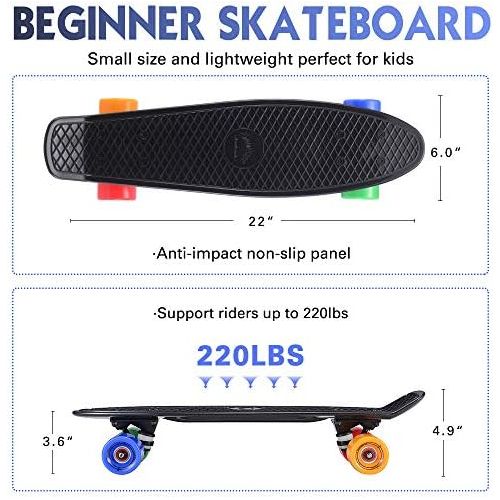  SANVIEW Complete 22 Inch Mini Cruiser Skateboard for Youths Beginners or Kids