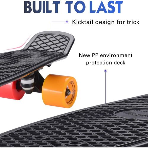  SANVIEW Complete 22 Inch Mini Cruiser Skateboard for Youths Beginners or Kids