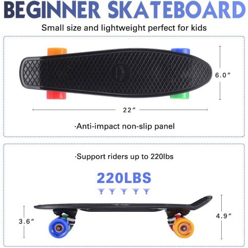 SANVIEW Complete 22 Inch Mini Cruiser Skateboard for Youths Beginners or Kids