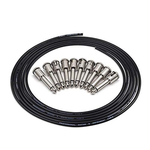  GET Music DIY Guitar Pedal Patch Cable Solder-free Pedal Board Copper Cable Kit Set 10ft 10 Straight Audio Solderless 6.35 Mono Plugs For Effect Pedal