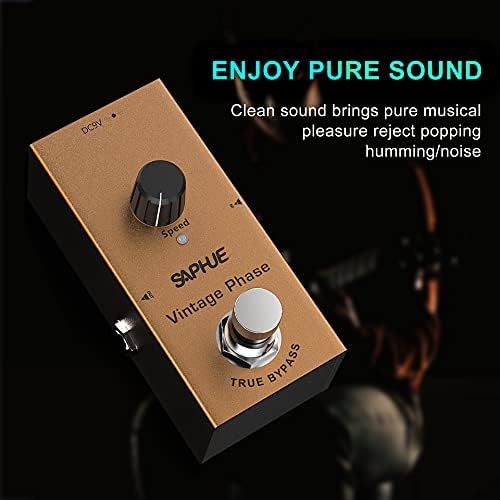  SAPHUE Vintage Phaser Guitar Effects Pedal Speed Knob Effect Pedals with Steel Metal Shell Mini Single Type Dc 9V with True Bypass Switch for Multi Electric Guitar Kit