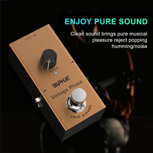  SAPHUE Vintage Phaser Guitar Effects Pedal Speed Knob Effect Pedals with Steel Metal Shell Mini Single Type Dc 9V with True Bypass Switch for Multi Electric Guitar Kit