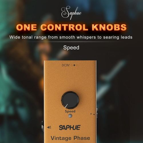  SAPHUE Vintage Phaser Guitar Effects Pedal Speed Knob Effect Pedals with Steel Metal Shell Mini Single Type Dc 9V with True Bypass Switch for Multi Electric Guitar Kit