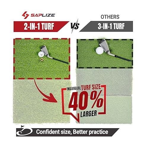  SAPLIZE Foldable Golf Hitting Mat, Portable Golf Practice Grass Mat for Indoor/Outdoor, Anti-Deformation