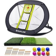 SAPLIZE Golf Chipping Net, Ultra-Stable Pop Up X-Shaped Golfing Target Net for Indoor/Outdoor/Backyard Accuracy and Swing Practice, Portable Golf Training Net