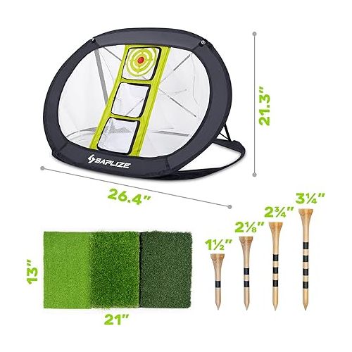  SAPLIZE Golf Chipping Net, Ultra-Stable Pop Up X-Shaped Golfing Target Net for Indoor/Outdoor/Backyard Accuracy and Swing Practice, Portable Golf Training Net