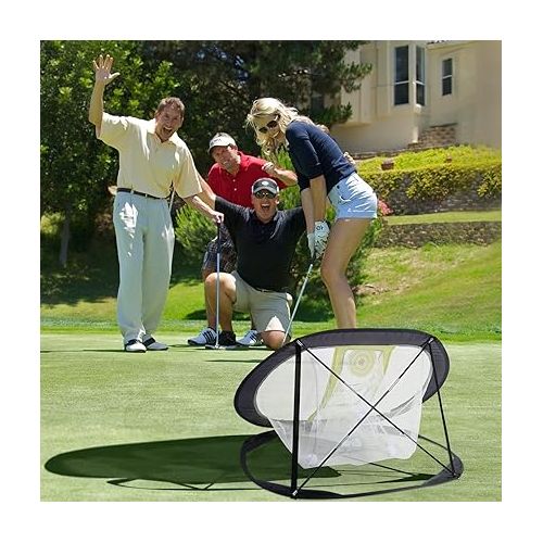  SAPLIZE Golf Chipping Net, Ultra-Stable Pop Up X-Shaped Golfing Target Net for Indoor/Outdoor/Backyard Accuracy and Swing Practice, Portable Golf Training Net