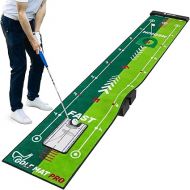 SAPLIZE Two-Speed Golf Putting Practice Mat with Putting Alignment Mirror, 20 in X 10 ft Putting Training Aid Mat, Anti-Slip Backing Golf Putting Green for Indoor/Outdoor