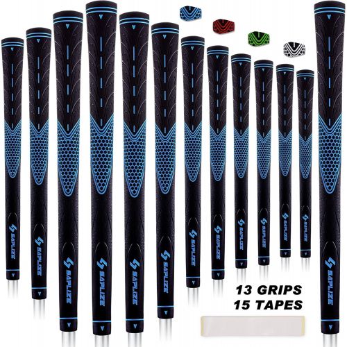  SAPLIZE 13 Golf Grips, Bundle A(Include Full Regripping Kit), Bundle B(Include 15 Tapes), 4Colors Available, Standsize/Midsize, Anti-Slip Rubber Golf Club Grips