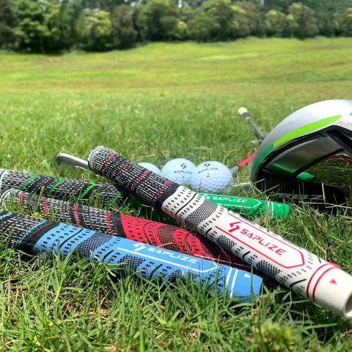  SAPLIZE 13 Golf Grips，4 Colors Available, with Tapes or with Sovlent Kit, Compound Hybrid Rubber Golf Club Grips, Standard/Midsize