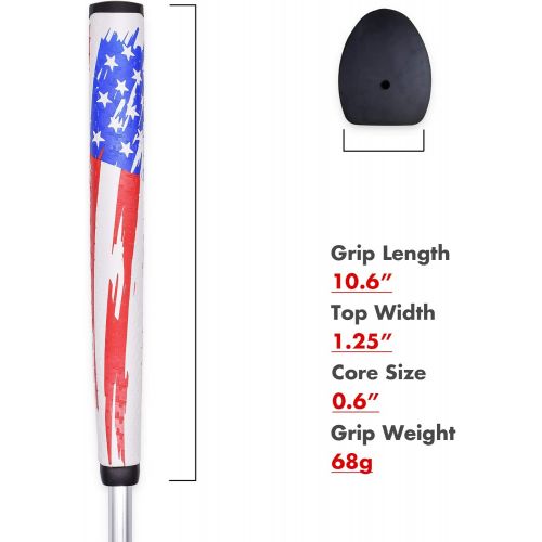  SAPLIZE Golf Putter Grip, Midsize, Lightweight Golf Grips, Pistol Shape Anti-Slip Pattern - Choose Between USA Flag Series, Excellent Push for Golfer