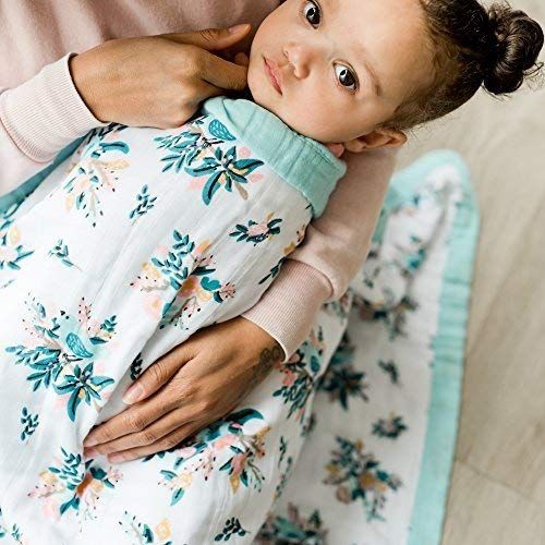  SARANONI Saranoni Soft 4-Layer Bamboo Muslin Quilt Toddler Blanket, 47 x 47 Bamboo + Cotton Blanket (Meadowlark Floral)