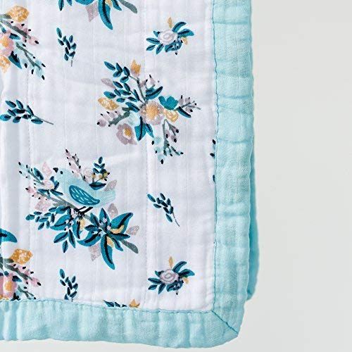  SARANONI Saranoni Soft 4-Layer Bamboo Muslin Quilt Toddler Blanket, 47 x 47 Bamboo + Cotton Blanket (Meadowlark Floral)