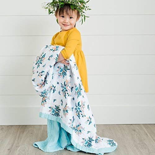  SARANONI Saranoni Soft 4-Layer Bamboo Muslin Quilt Toddler Blanket, 47 x 47 Bamboo + Cotton Blanket (Meadowlark Floral)