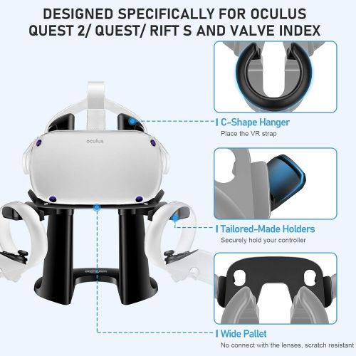  [아마존베스트]SARLAR VR Stand, Display Holder for Oculus Quest 2/ Quest/ Rift S/ Valve Index Headset and Touch Controllers Accessories