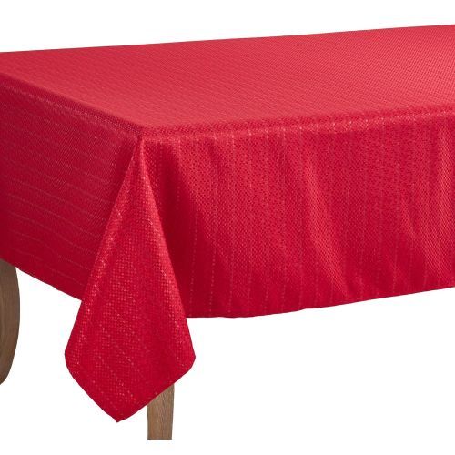  SARO LIFESTYLE 8574.R65140B Gloria Collection Stitched Design Tablecloth, 65 x 140, Red