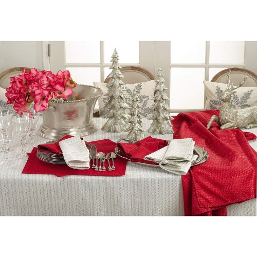  SARO LIFESTYLE 8574.R65140B Gloria Collection Stitched Design Tablecloth, 65 x 140, Red