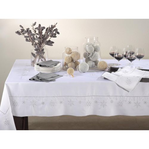  SARO LIFESTYLE 5282 Ice Crystal Tablecloth, 65-Inch by 120-Inch, White