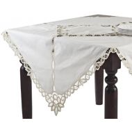 SARO LIFESTYLE 0356.E54S Bianca Battenberg Square Tablecloth, Ecru, 54