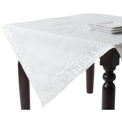  SARO LIFESTYLE 12204.I72S 1-Piece Square Tablecloth, 72-Inch, Ivory