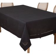 SARO LIFESTYLE Rochester Collection with Hemstitched Border Tablecloth 70 x 180 Black