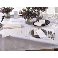 SARO LIFESTYLE 8648.W65104B Classic Embroidered and Hemstitched Tablecloth, White, 65x104