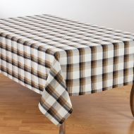 SARO LIFESTYLE 1697.BR70104B Roderick Collection 100% Cotton Plaid Design Tablecloth 70 x 104 Brown